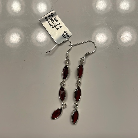 Dangle Garnet Earrings - Picture 4 of 6